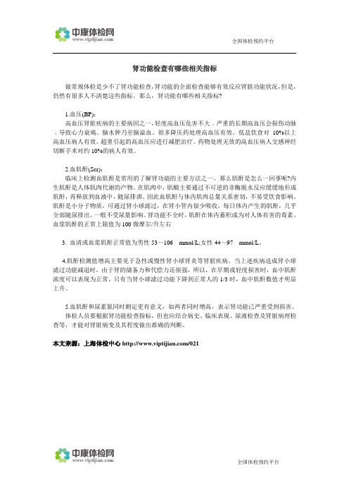 肾功能检查有哪些相关指标