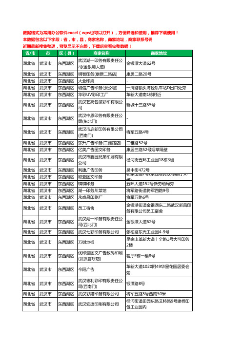 2020新版湖北省武汉市东西湖区印刷工商企业公司商家名录名单黄页联系电话号码地址大全130家