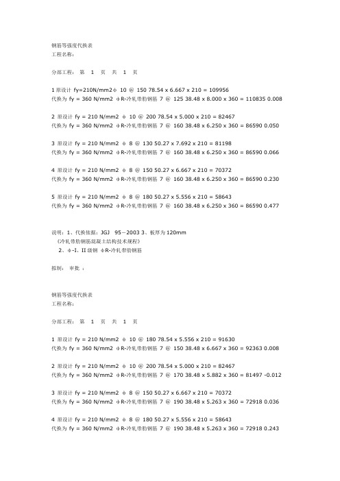 钢筋等强度代换表
