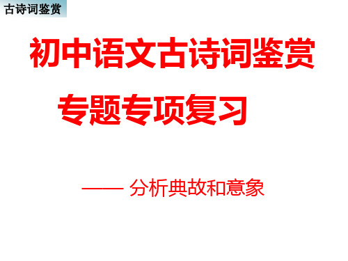 初中语文古诗词鉴赏专题专项复习(典故和意象)