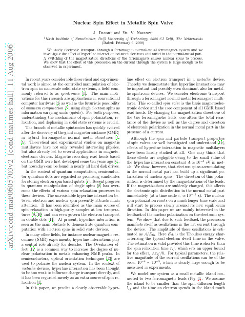 Nuclear spin effect in metallic spin valve
