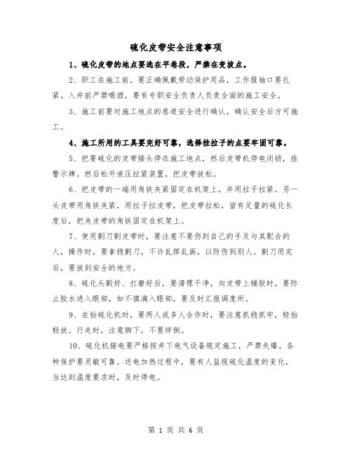 硫化皮带安全注意事项(三篇)