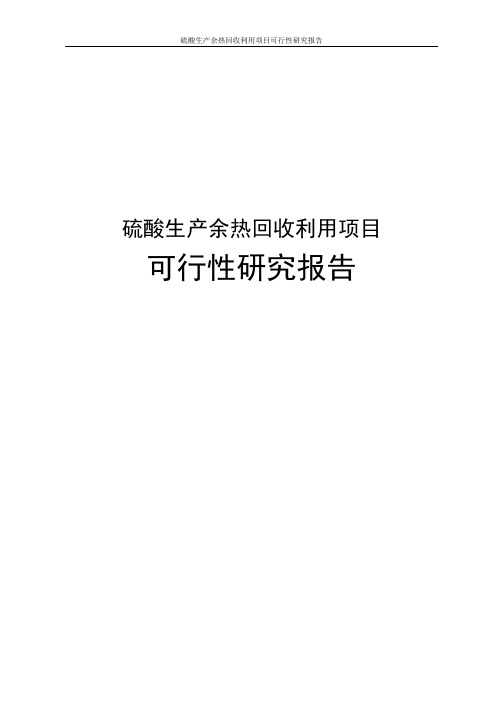 硫酸生产余热回收利用项目可行性研究报告