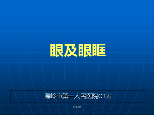 眼及眼眶疾病影像诊断最新版本