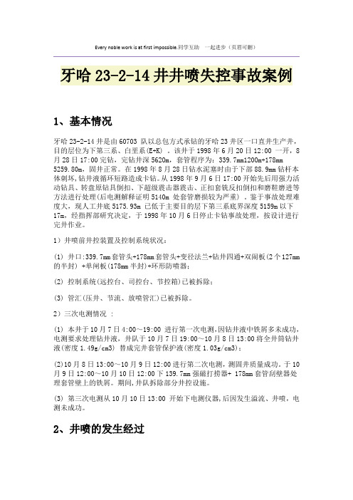 牙哈23-2-14井井喷失控事故案例