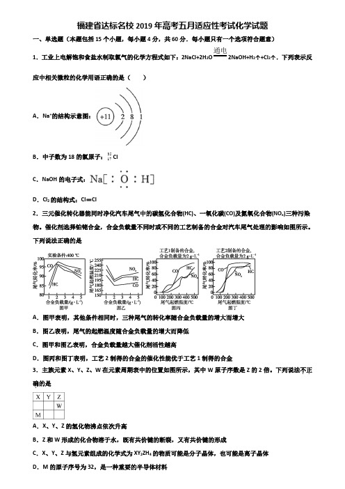 福建省达标名校2019年高考五月适应性考试化学试题含解析