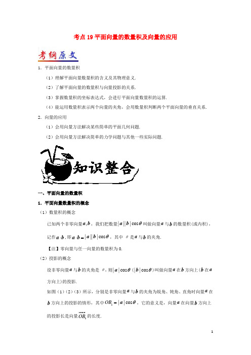 高考数学 考点一遍过 专题19 平面向量的数量积及向量