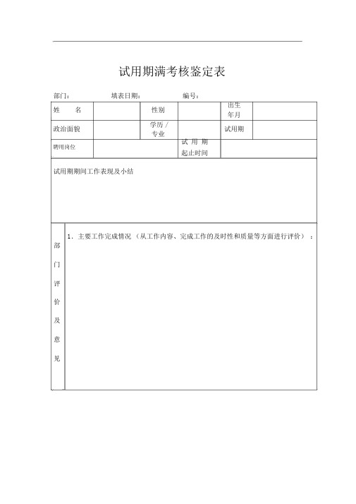 试用期满考核鉴定表-模板