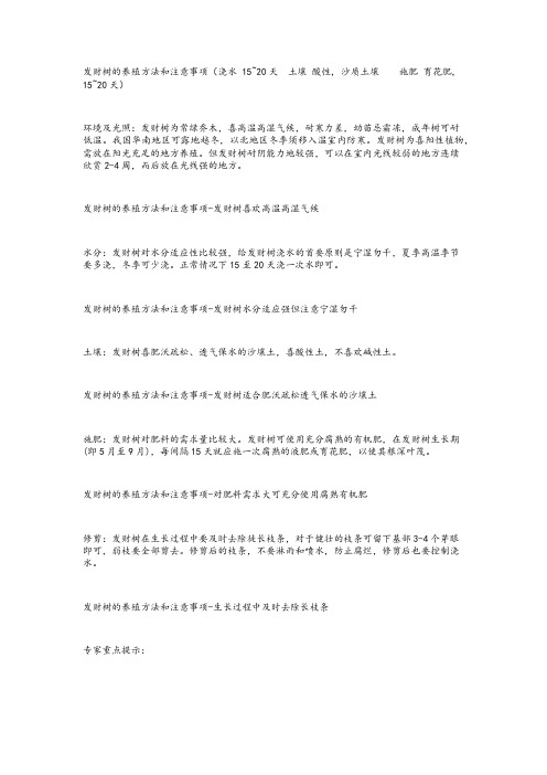 发财树养殖技术