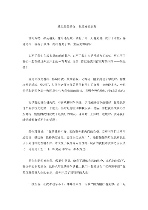《遇见》中考满分作文