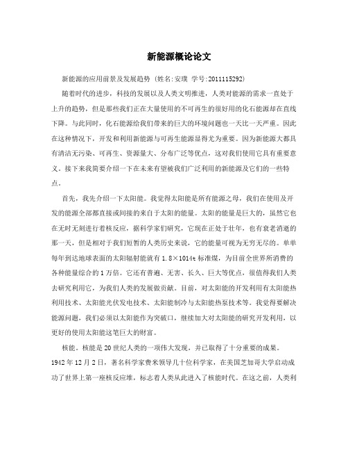 新能源概论论文
