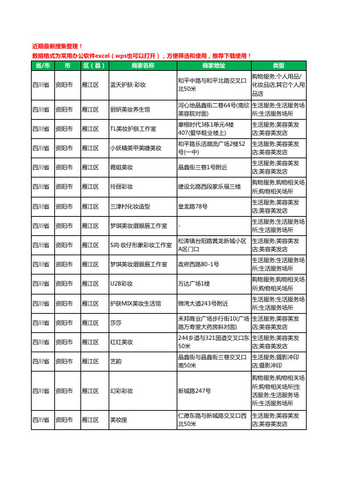 2020新版四川省资阳市彩妆工商企业公司商家名录名单黄页联系方式大全28家