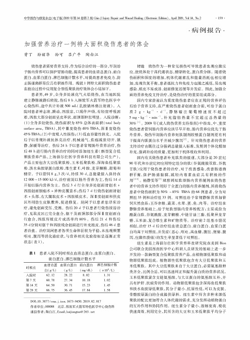 加强营养治疗一例特大面积烧伤患者的体会