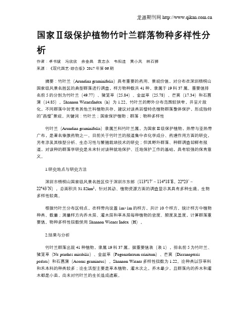 国家Ⅱ级保护植物竹叶兰群落物种多样性分析