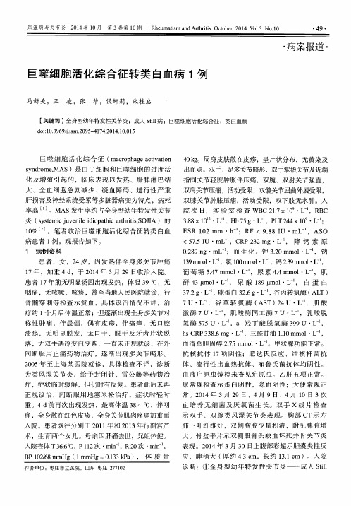 巨噬细胞活化综合征转类白血病1例