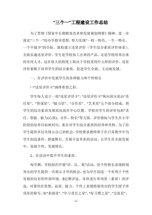 “三个一”工程建设工作总结
