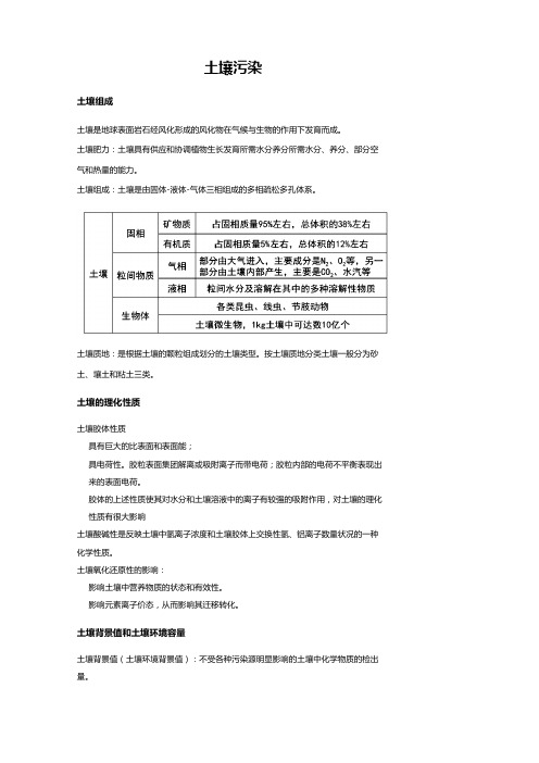 《环境学基础》土壤污染 复习资料