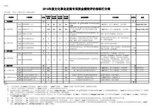 2016文化事业发展专项资金绩效评价指标打分表
