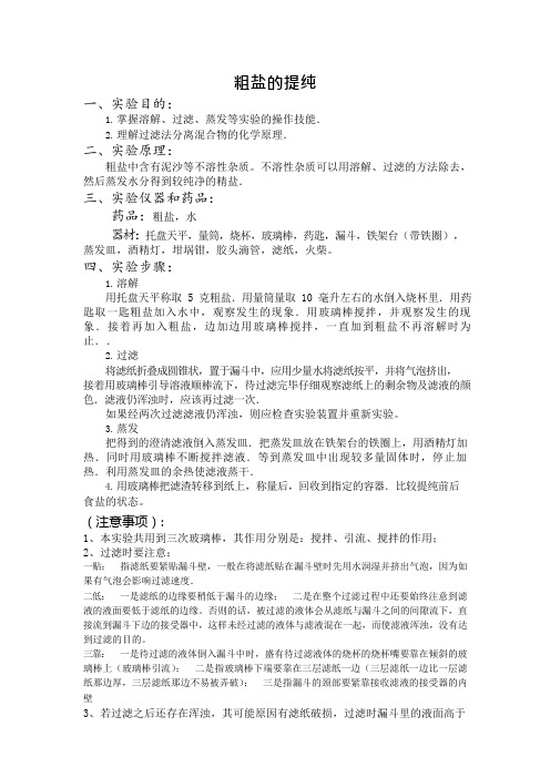 (完整版)粗盐提纯知识点及试题(可编辑修改word版)