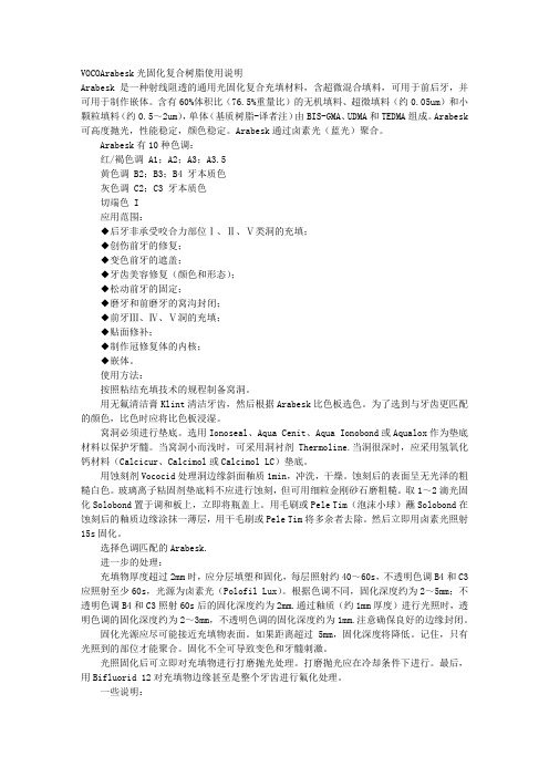 VOCOArabesk光固化复合树脂使用说明 