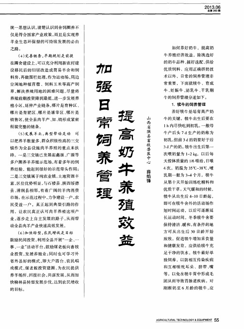 加强日常饲养管理提高奶牛养殖效益