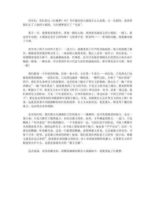 大观园之旅游记900字