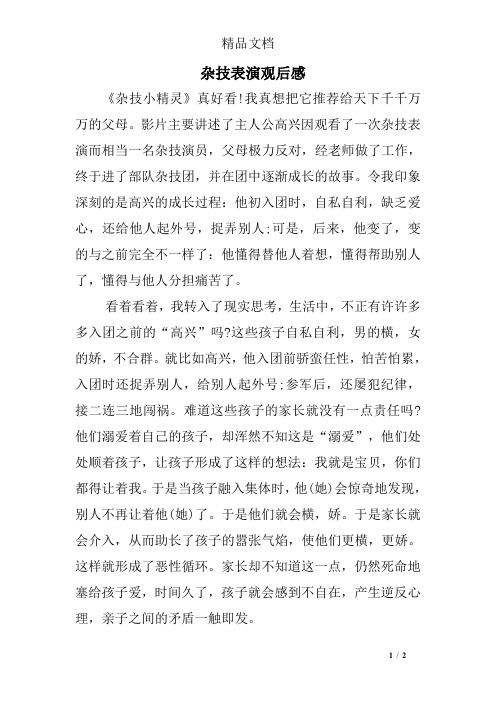 杂技表演观后感