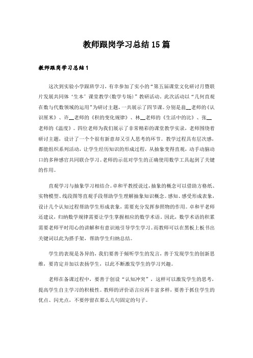 教师跟岗学习总结15篇