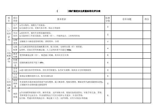 四、煤矿掘进安全质量标准化评分表