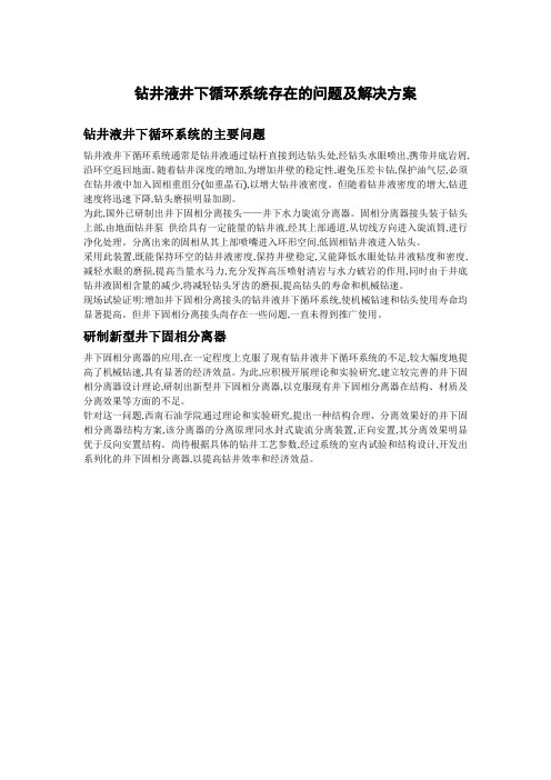 钻井液井下循环系统