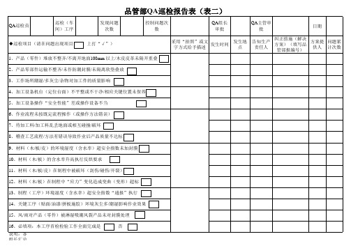 QA巡检报告表