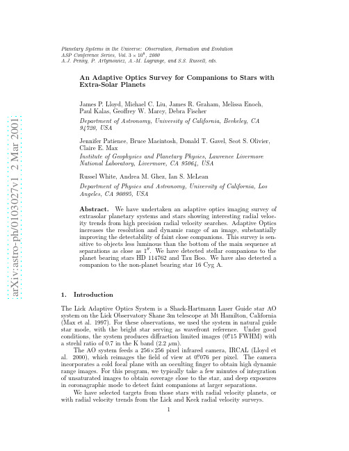 An Adaptive Optics Survey for Companions to Stars with Extra-Solar Planets