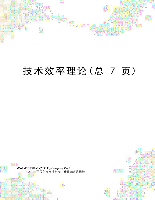 技术效率理论