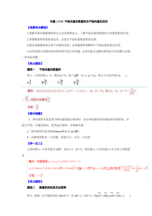 新编高考文科数学题型秘籍【26】平面向量的数量积及平面向量的应用(解析版)