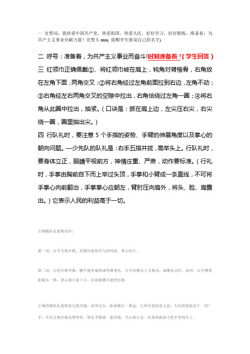 少先队誓词 呼号 红领巾佩戴 敬礼手势