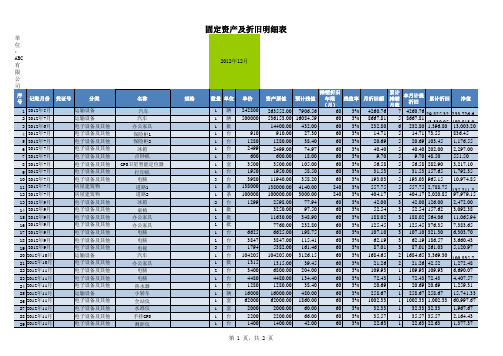 固定资产及折旧自动计提excel模板