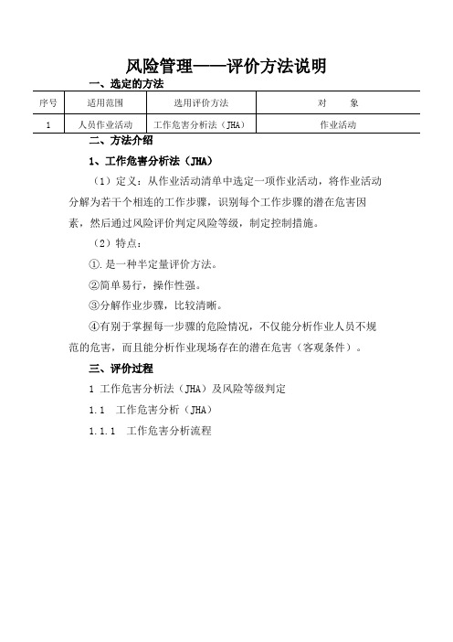 风险评价方法(JHA)详细说明与举例