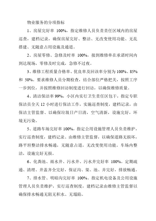 物业服务的分项指标(1)