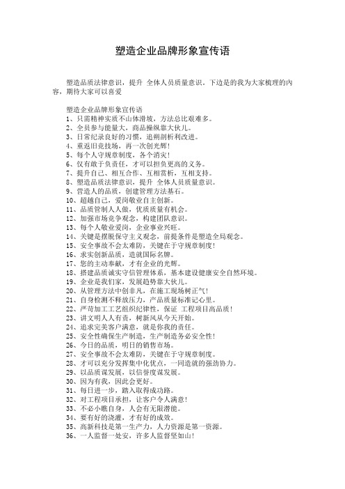 塑造企业品牌形象宣传语
