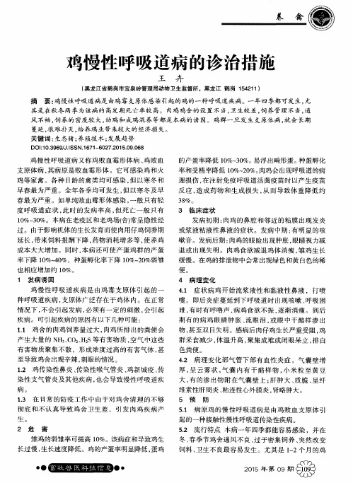 鸡慢性呼吸道病的诊治措施