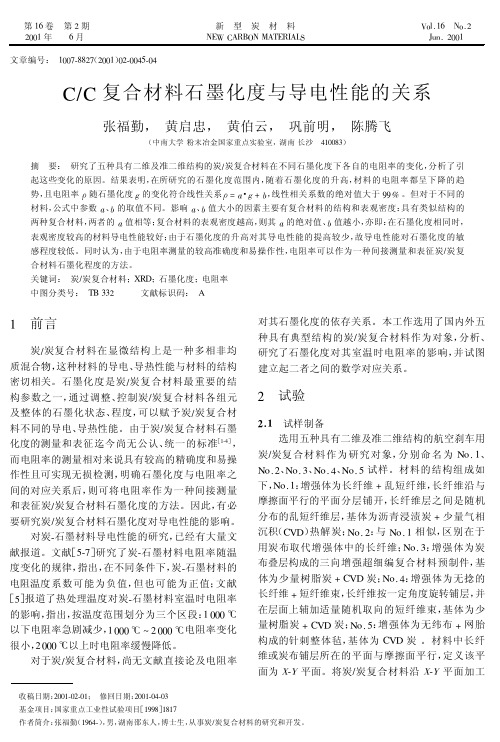 CC复合材料石墨化度与导电性能的关系