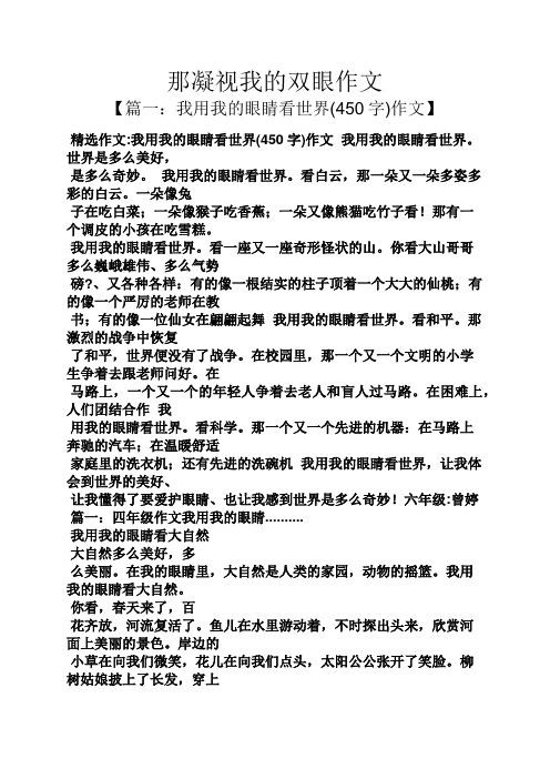 作文范文之那凝视我的双眼作文