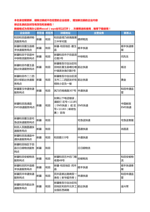 2020新版新疆省和田物流公司-快递网点工商企业公司名录名单黄页联系方式大全107家