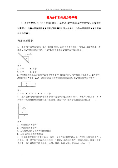 高考物理一轮温习第二章微专题10受力分析和共点力的平衡