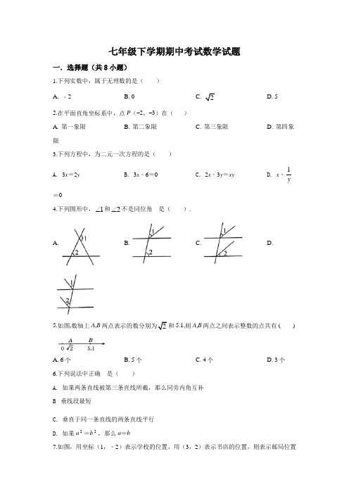 人教版数学七年级下册《期中考试试卷》(含答案)