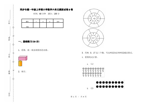 同步专题一年级上学期小学数学六单元模拟试卷B卷