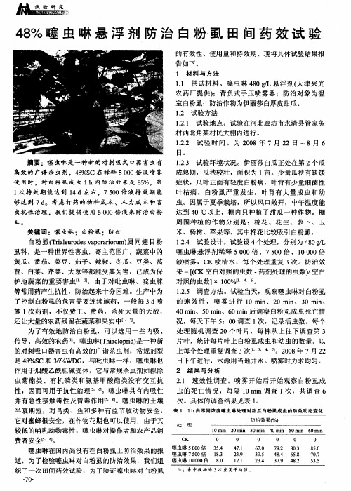 48%噻虫啉悬浮剂防治白粉虱田间药效试验