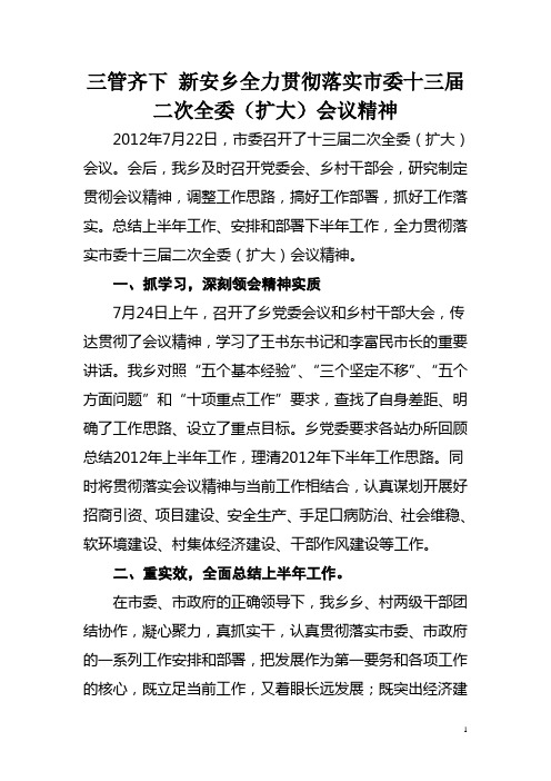 三管齐下 新安乡全力贯彻落实市委十三届二次全委1
