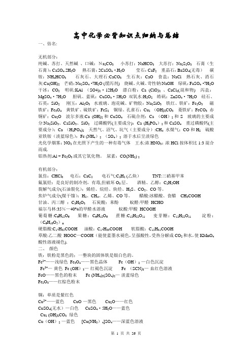 2011高考备考高中化学必背知识点归纳与总结(全套)