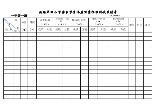 一、二年级2014学生体质健康测试成绩表